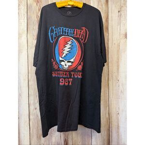 Men’s 3XLT Grateful Dead Summer Tour 1987 Skull Metal Rock Rose Graphic Tshirt